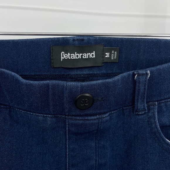 Beta Brand Size Medium Dark Wash Pull On Stretch Elastic Waist Straight Leg Jean - Picture 8 of 9